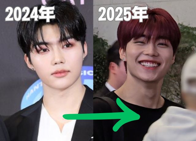パクゴヌクの2024年と2025年の顔画像比較